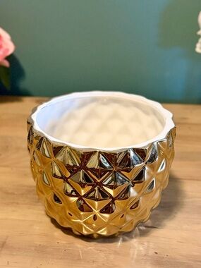 Gold Pineapple Planter 222 Fifth Hala Kahiki Ceramic Cachepot Glam